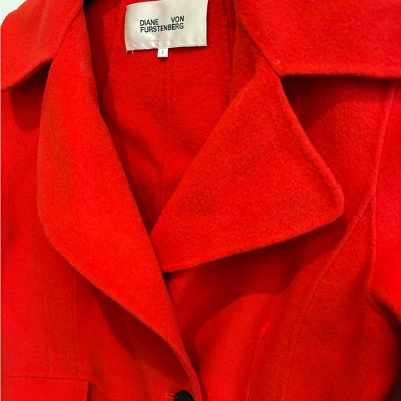 Diane von Furstenberg Marla Poppy Red Wool Coat - Picture 4 of 11
